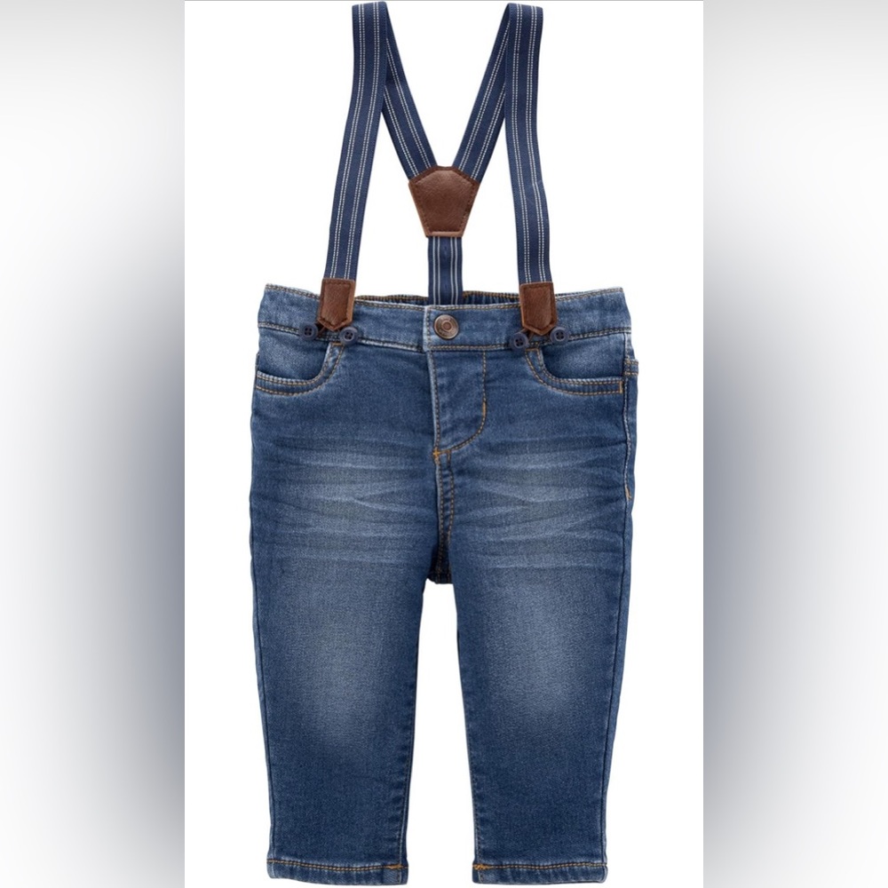 Oshkosh Baby Boys Straight Pull-On Pants size 6 months with suspenders